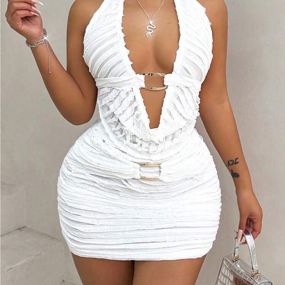Shein White Halter Top & Skirt set
